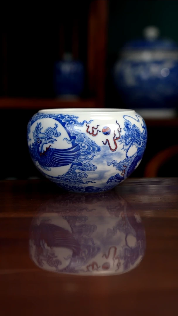 自成堂柴窑 龙凤茶洗