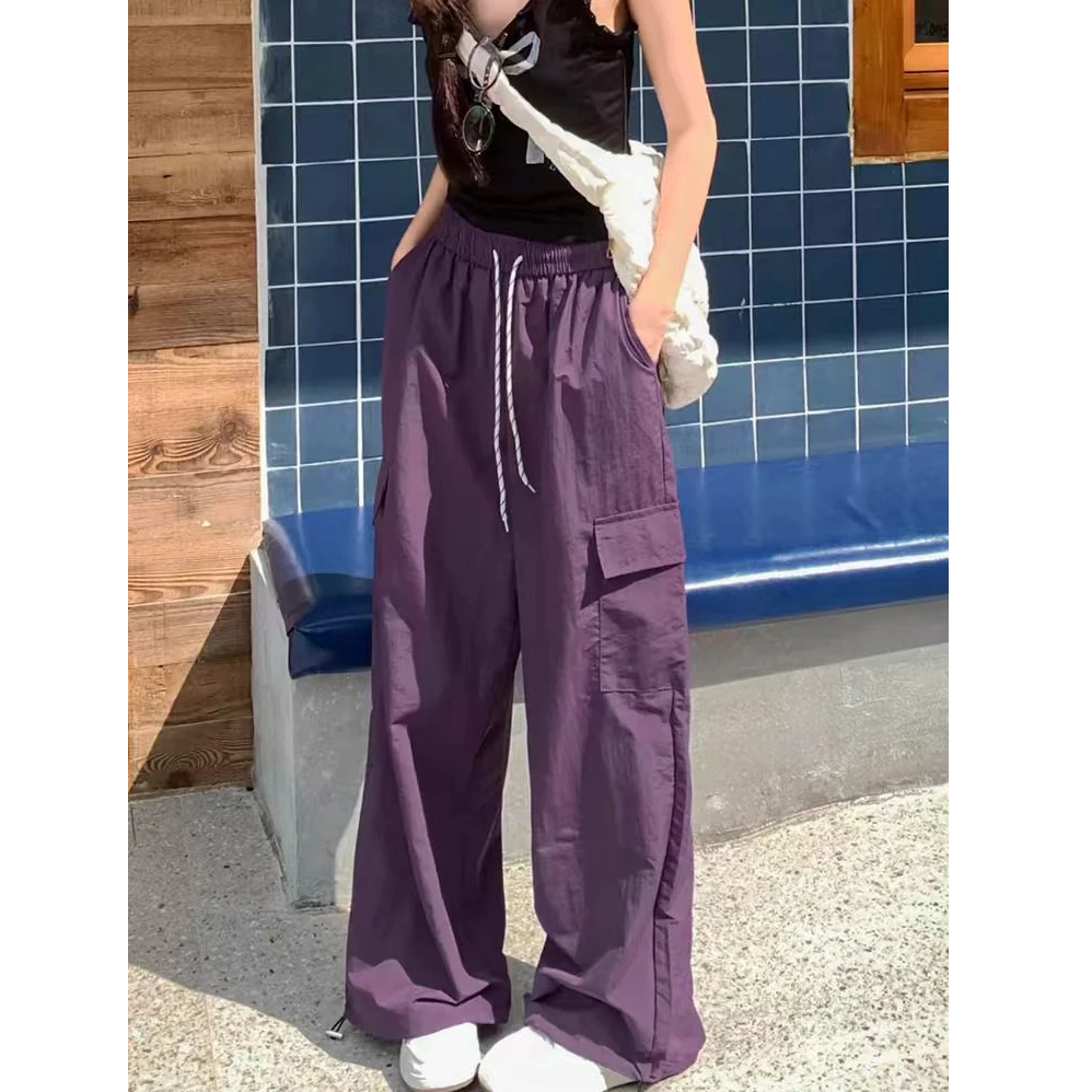 七色速干全锦纶工装裤夏款美式嘻哈运动休闲裤女