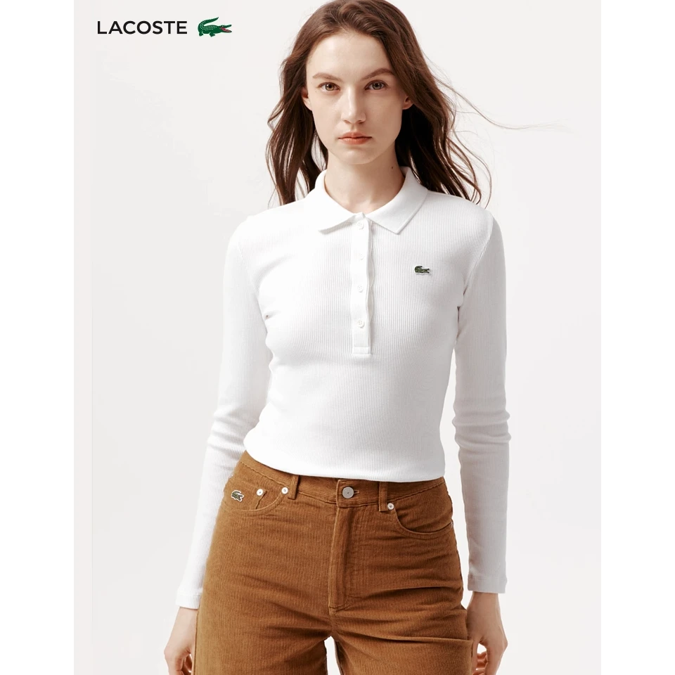 LACOSTE法国鳄鱼女装25秋季新款简约百搭修身长袖Polo衫|DF5281