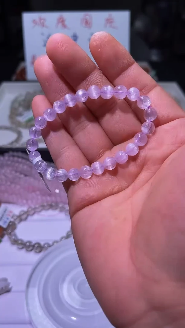 未镶嵌锂辉石手串J059-7mm拉丝紫锂辉单圈-多样性发其一