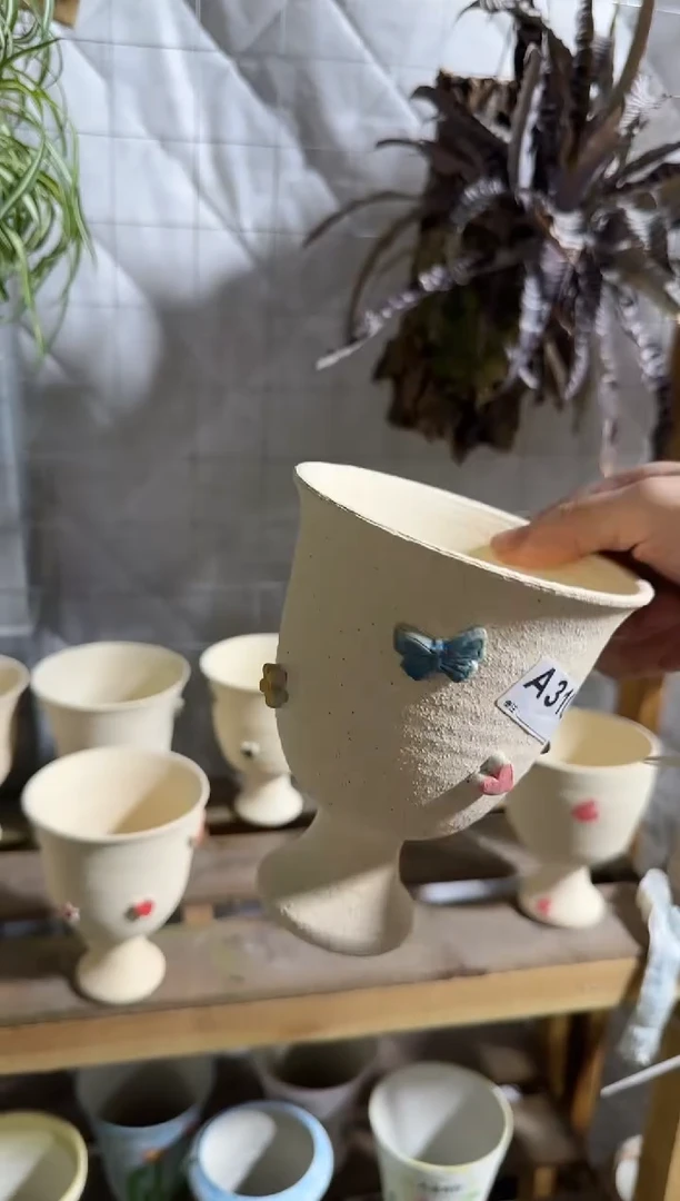 无花朵编号315景德镇手绘花盆口11高14