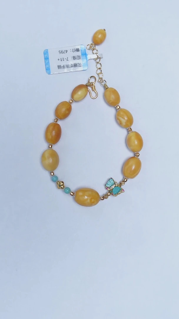 手链琥珀未镶嵌花蜡枣珠手链7-11mm