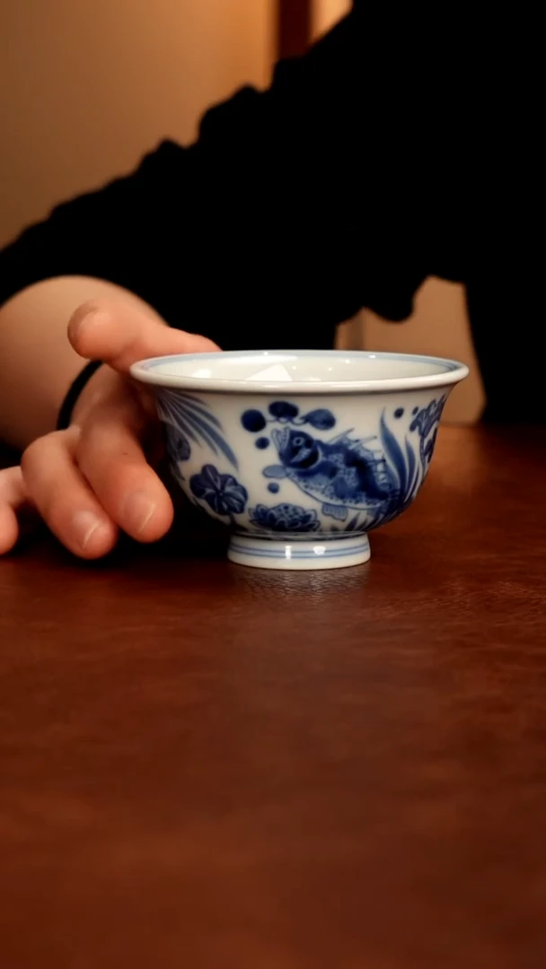 摆件陶景德镇瓷器，青花瓷手绘茶具~