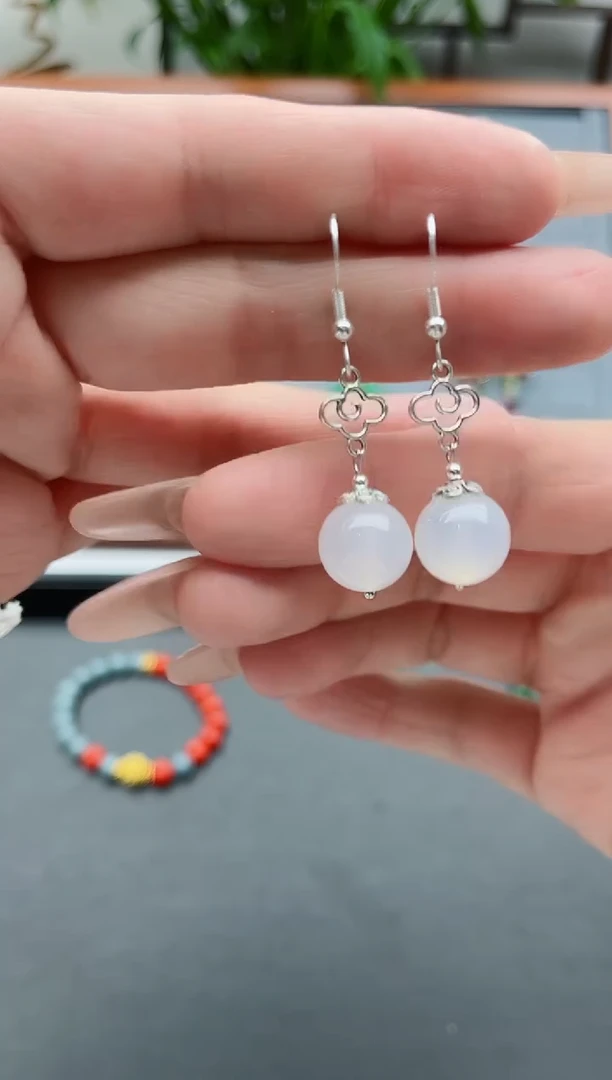 【闪购商品】玛瑙/玉髓耳饰银S925镶嵌630