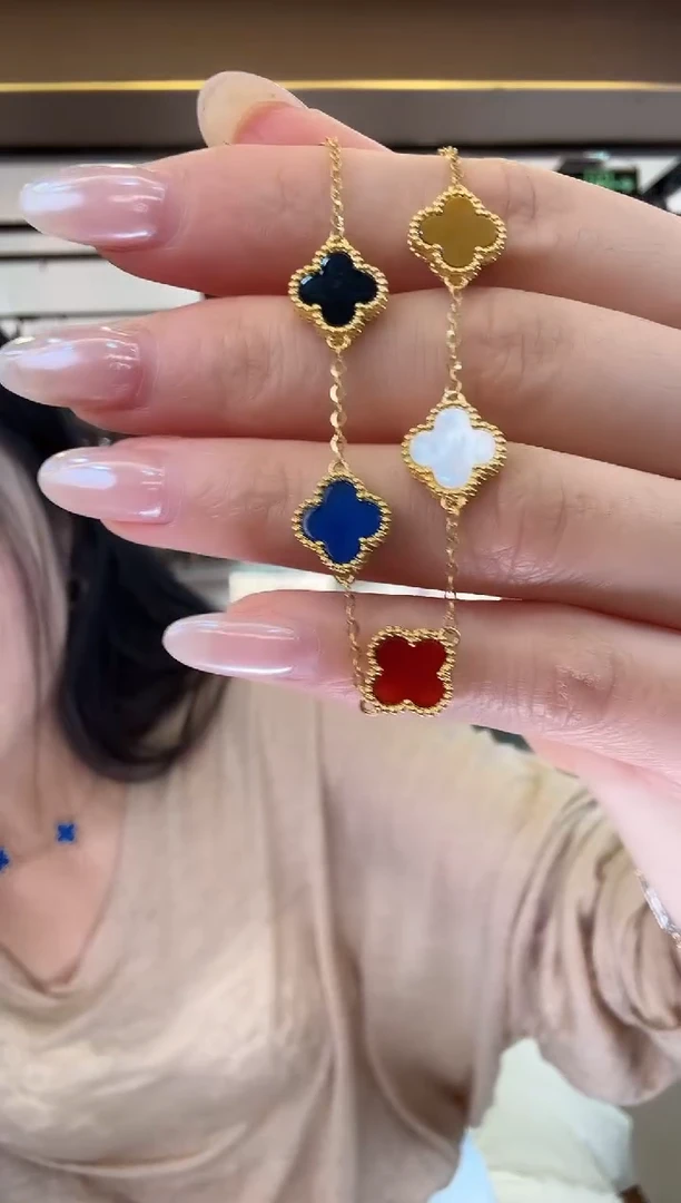 18K金镶嵌手链玛瑙/玉髓彩五花手链