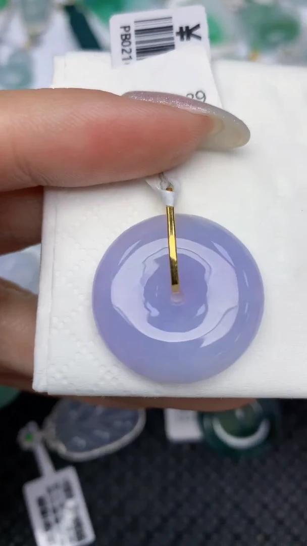 颈饰18K金镶嵌翡翠天然缅甸翡翠a货百元以上9元证书费自理