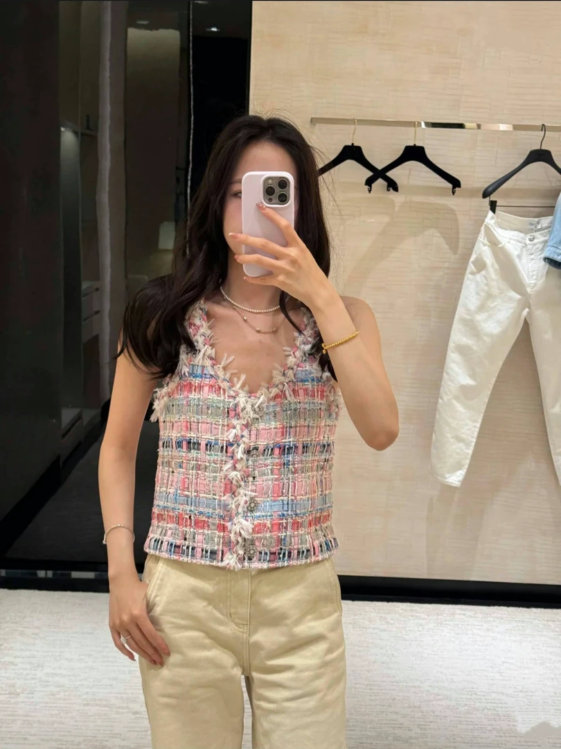 「「长芯」【心动一夏】25S香风流苏彩色编织马甲+裙裤  YZ24K01133