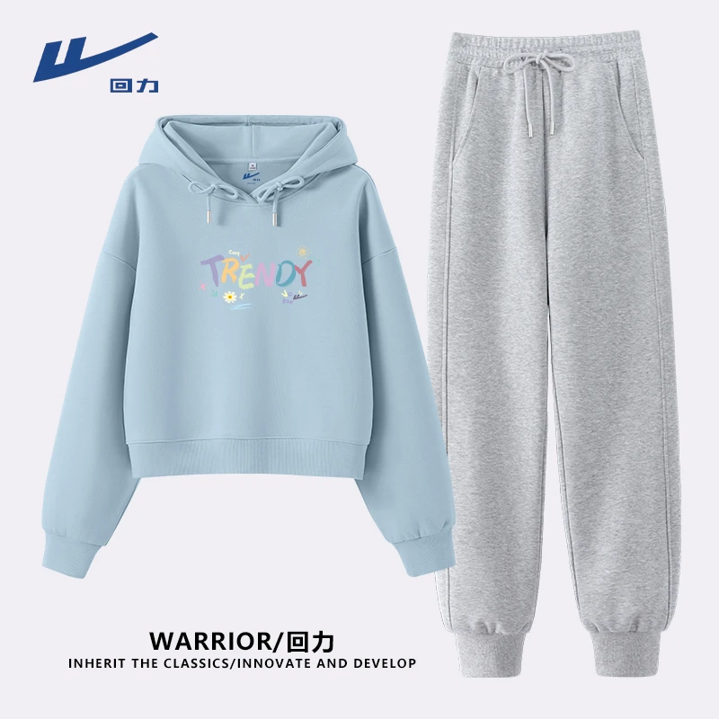 回力运动套装女装2025新款爆款韩式ins风短款卫衣宽松卫裤两件套