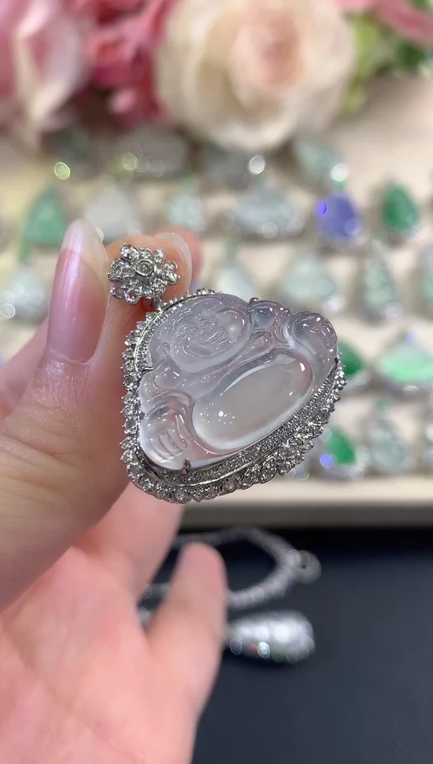 吊坠(不含链)18K金镶嵌翡翠b116