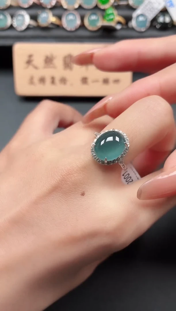 银S925镶嵌戒指翡翠111