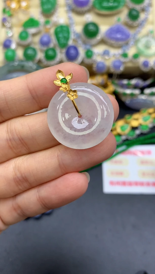 颈饰18K金镶嵌翡翠196-中国好珍宝