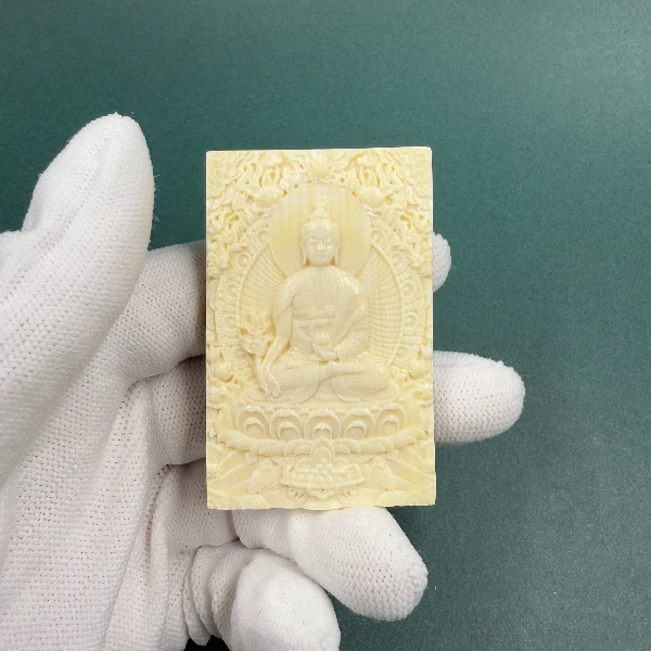 E6481天然猛犸牙雕刻牌 支持鉴定 假一罚四