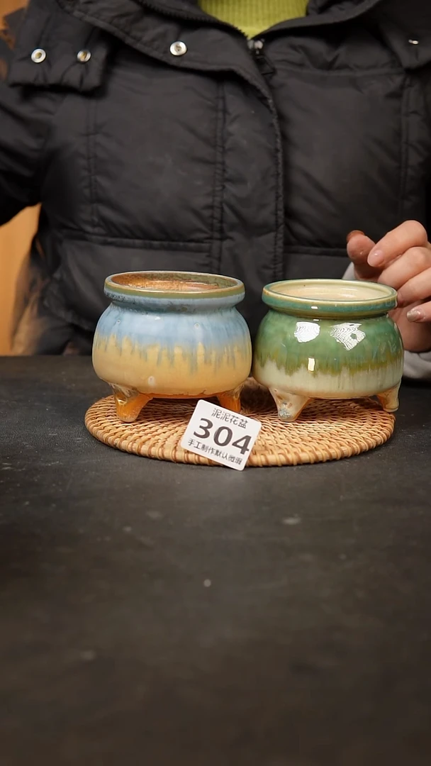 【闪购商品】瓷片304泥泥手工花盆