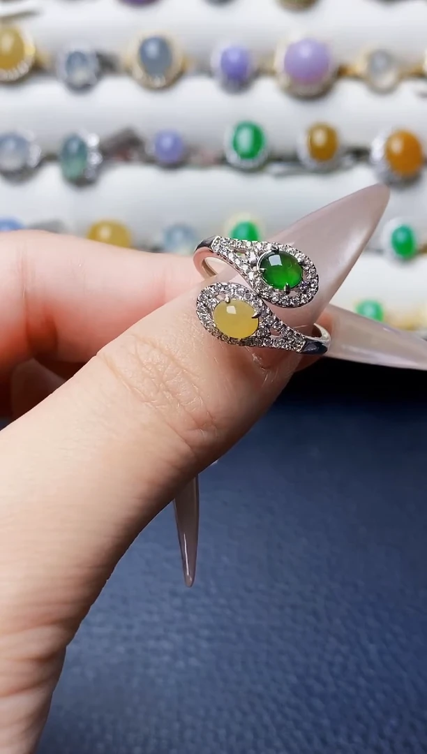 银S925镶嵌戒指翡翠9439