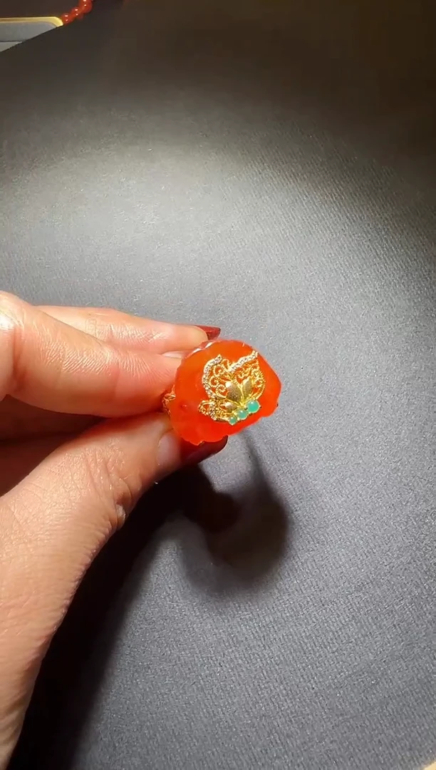 银S925镶嵌戒指玛瑙/玉髓老玛瑙戒指
