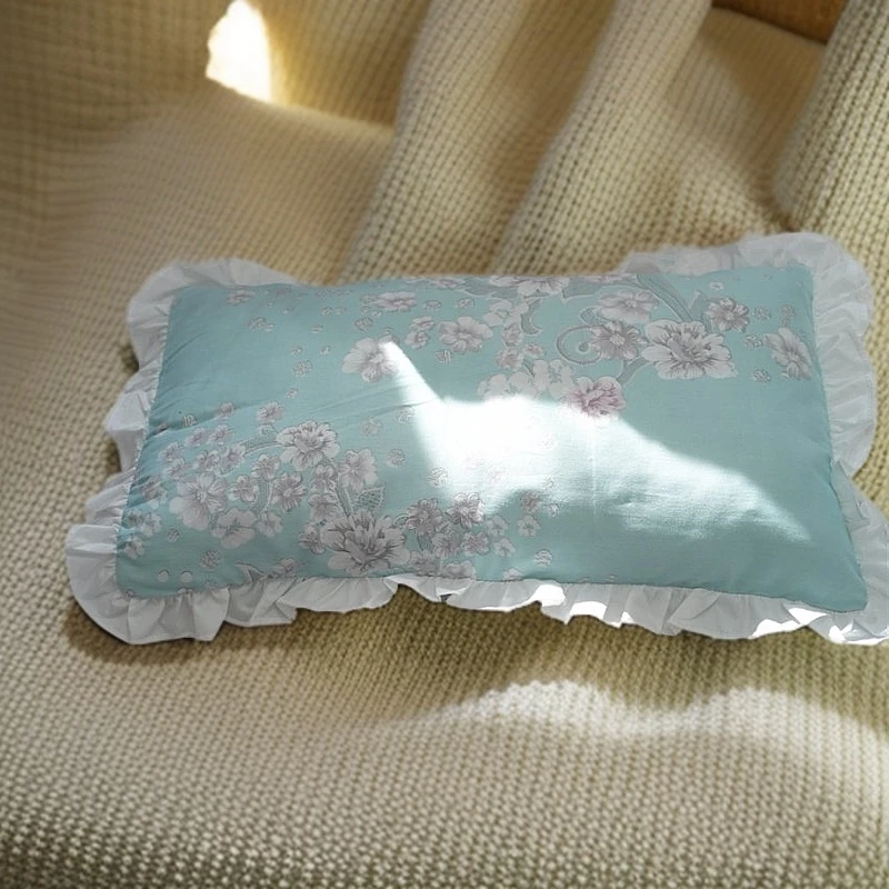 3-6岁宝宝纯棉双层欧式成人韩式韩版花边枕头荷叶边绣花刺绣棉枕