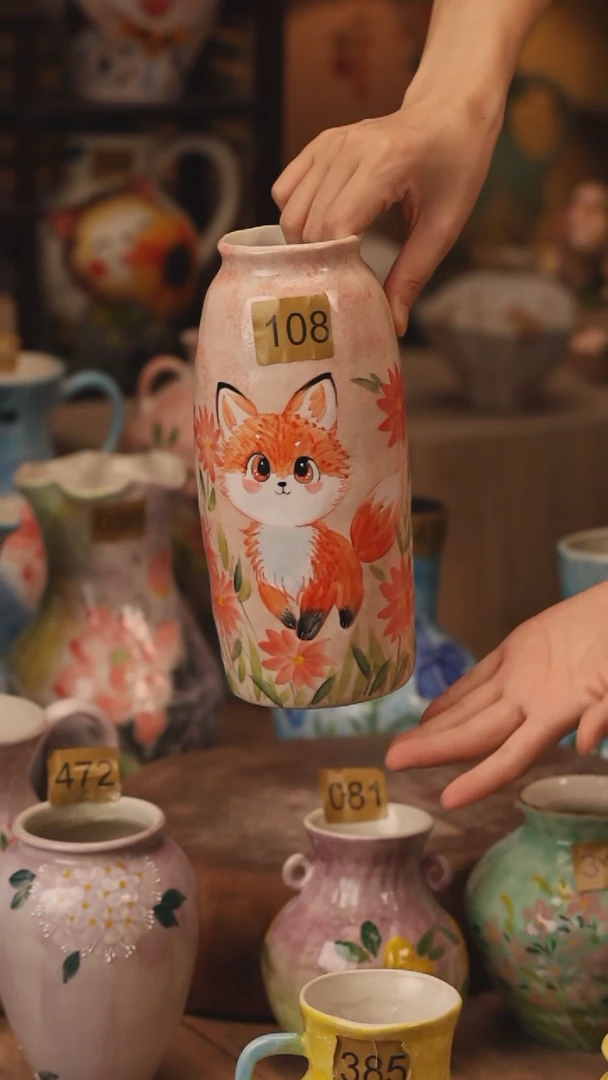 陶瓷108景德镇设计师手作花器摆件侘寂风