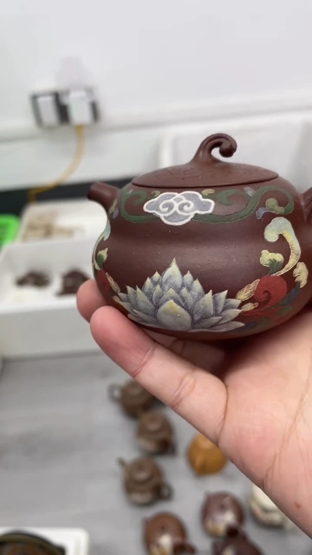 茶壶紫砂紫泥白莲葫芦壶