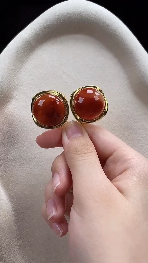 未镶嵌南红玛瑙耳饰耳环