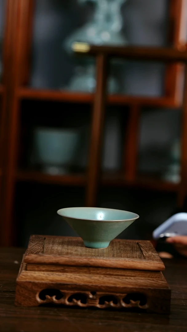 杯子陶青霁汝窑仿古釉 斗笠杯