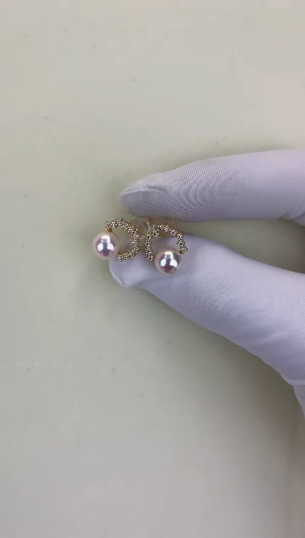 银S925镶嵌DA海水珍珠 GD028 耳钉