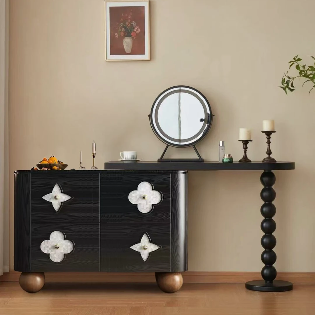 【白月光】四叶草法式复古梳妆台卧室简约家用化妆台装饰储物收纳柜