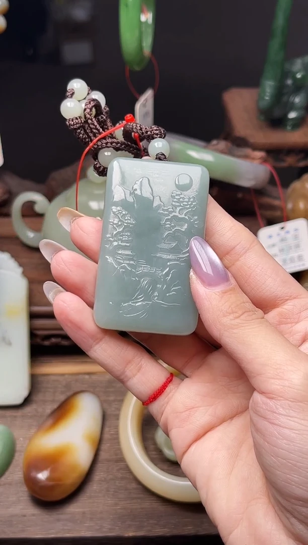 和田玉未镶嵌吊坠(不含链)吐拉牧场 山水牌9009528