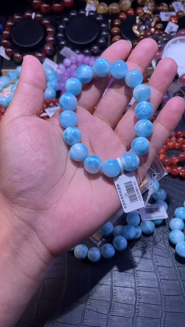 未镶嵌针钠钙石（海纹石）手链十*姨海纹石手链13mm