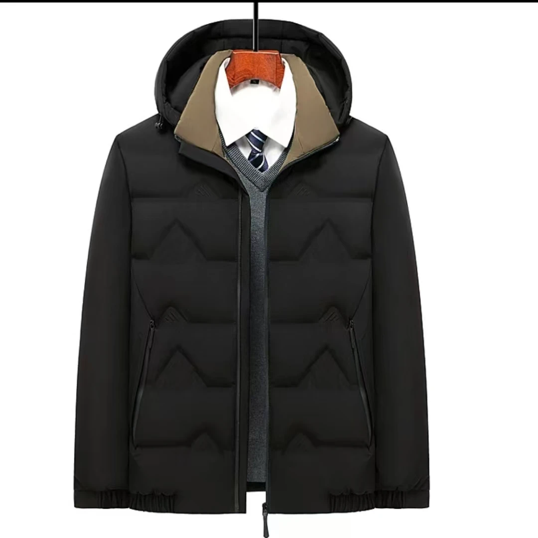 J39连帽拼色短款男士保暖拆帽冬季外套时尚