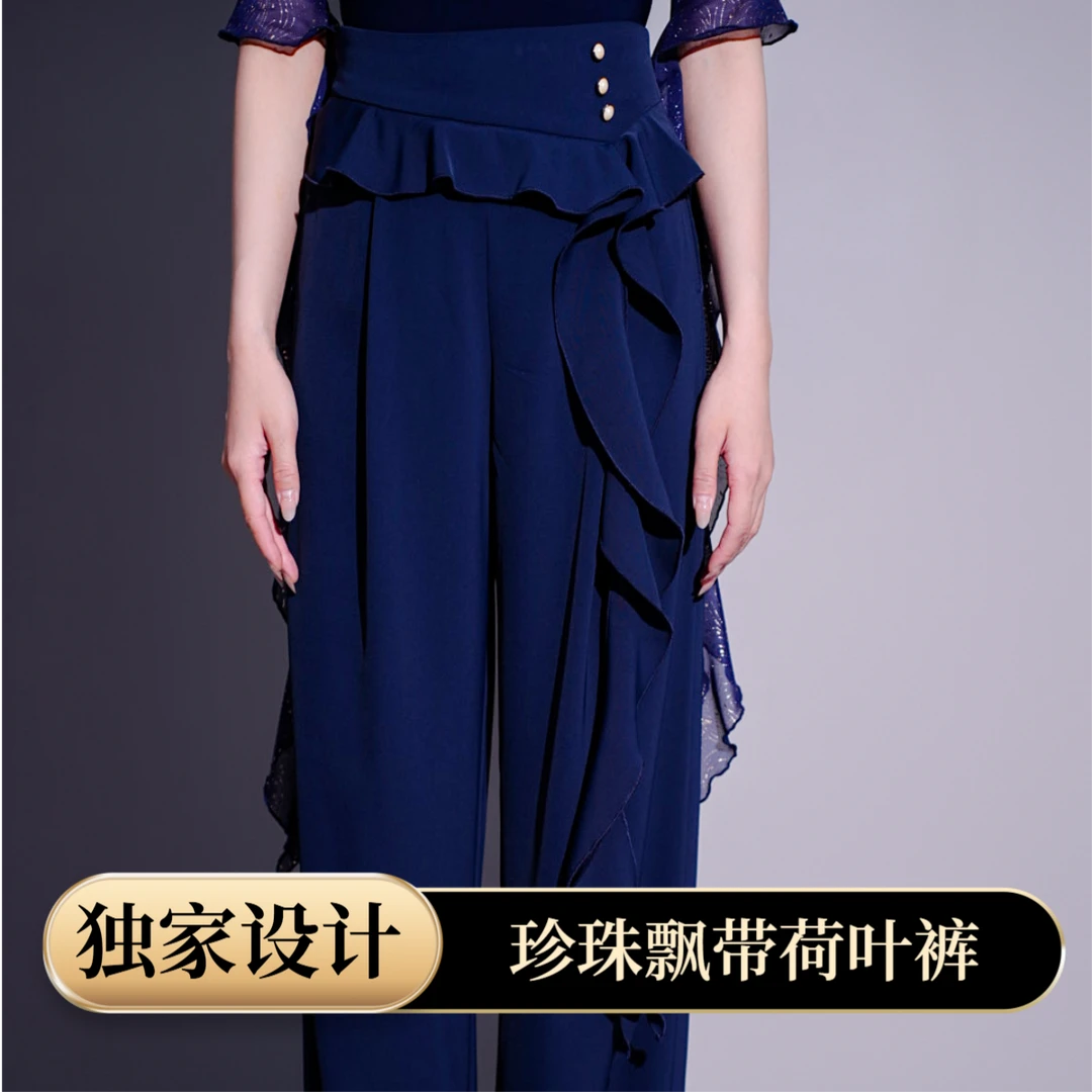 [HF品牌]SK02原创设计单侧珍珠扣飘带裤