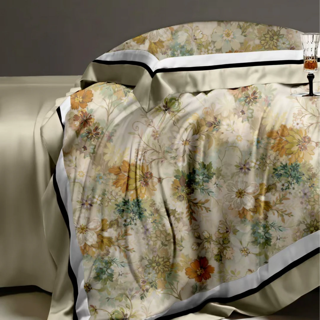 N3834 100s活性数码单人被套乔温-黄150*200印花被套轻奢简约