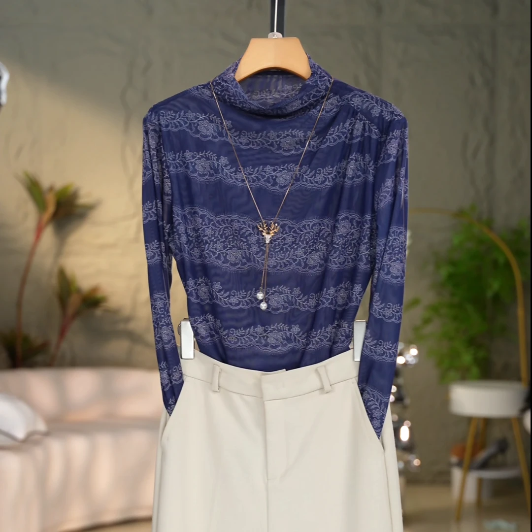 190#高贵上档次小衫2025新款潮流气质时尚显瘦网纱打底衫上衣