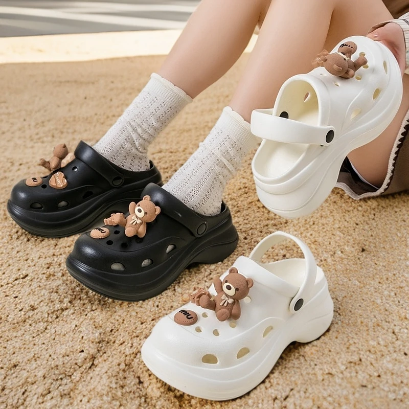 夏季洞洞鞋防滑厚底EVA女款夏季两穿松糕包头拖鞋时尚凉拖洞洞鞋