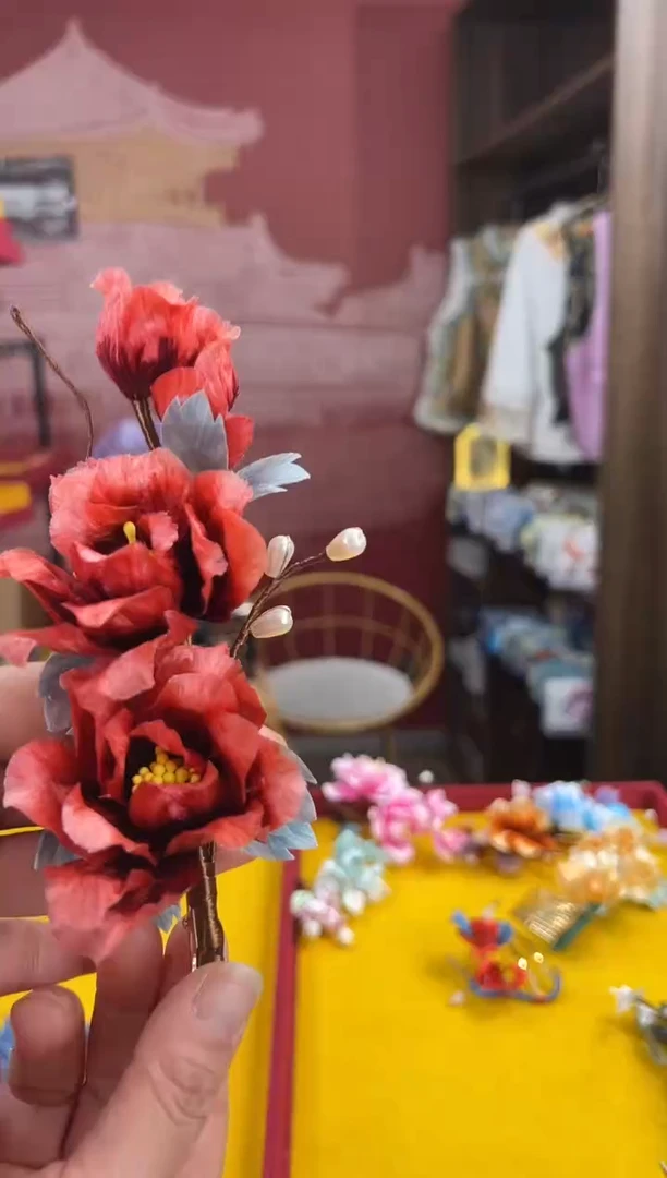 【闪购商品】刺绣 非遗绒花（发饰）