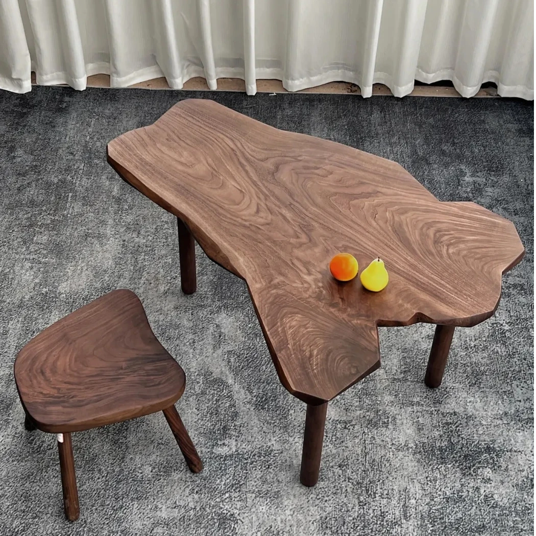 北美黑胡桃木茶桌实木大板桌阳台客厅随形桌 125*46-63-83*73