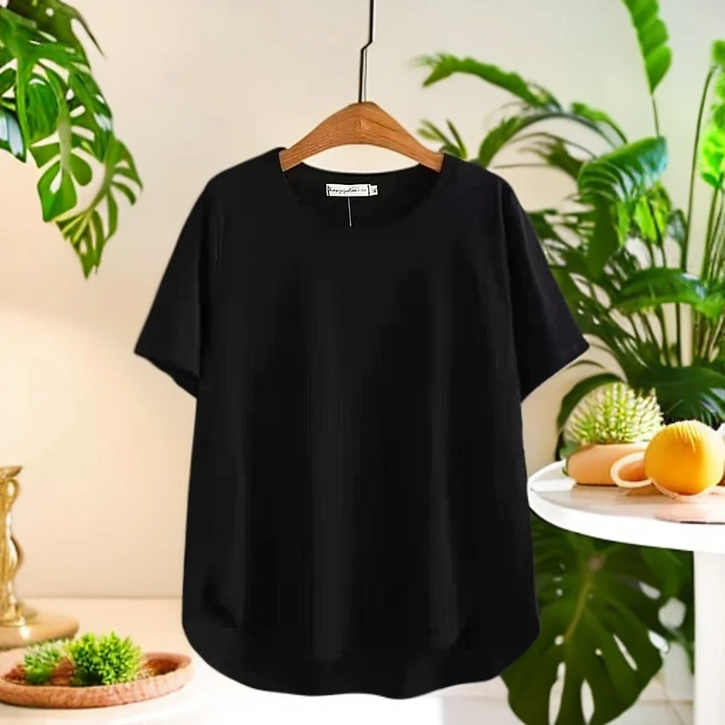 夏季圆领显瘦短袖休闲宽松