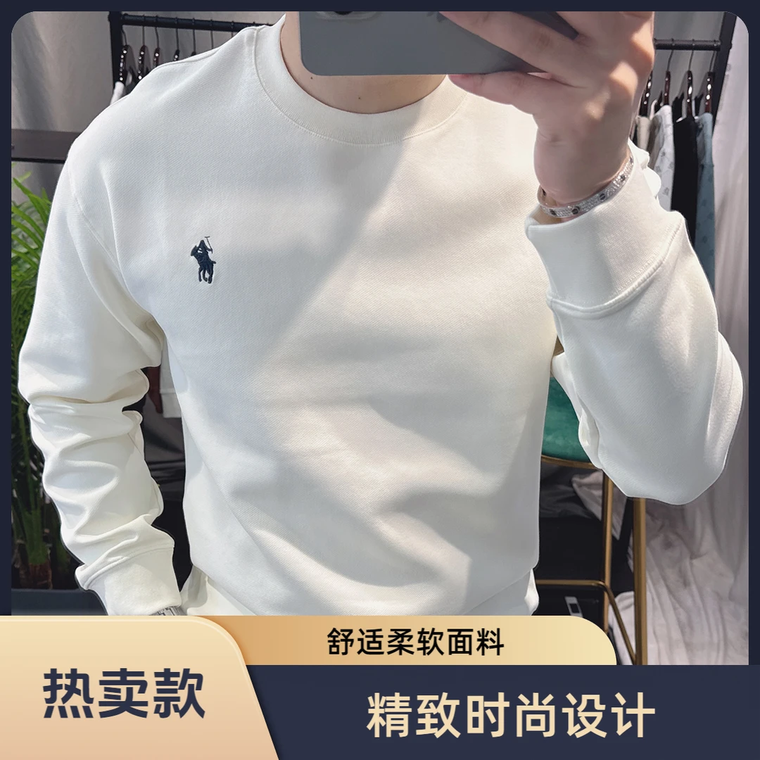 欧洲站2025新款高端刺绣卫衣男潮牌休闲圆领简约百搭春秋男士上衣