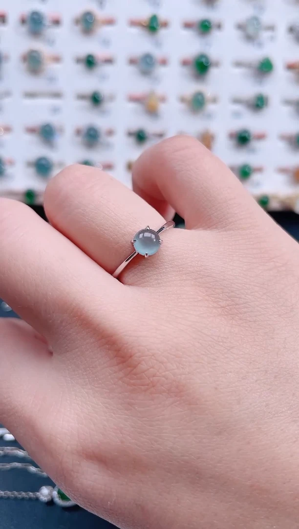 银S925镶嵌戒指翡翠天然翡翠