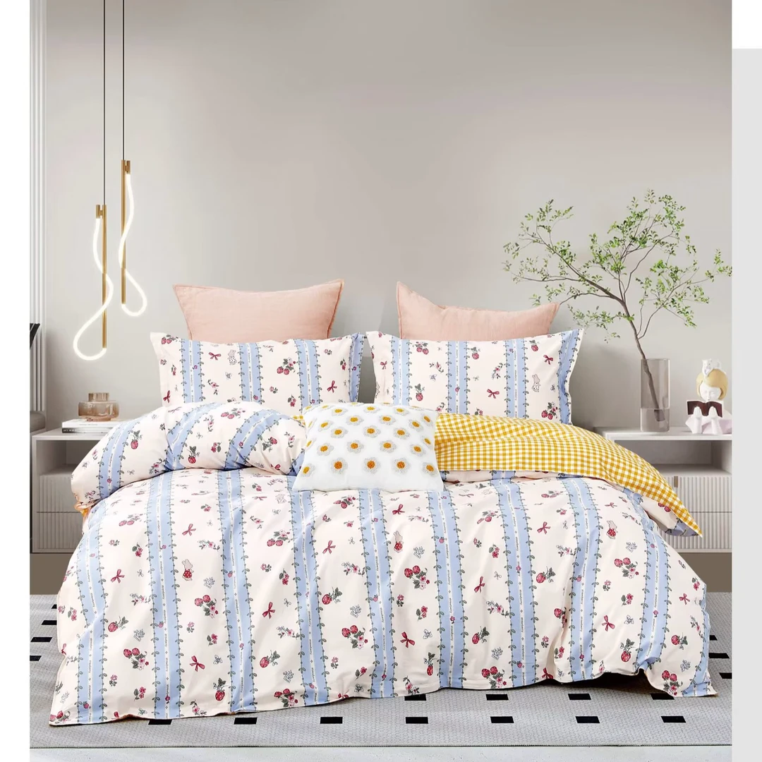 【娜朵】加厚全棉纯棉斜纹儿童卡通单人双人被罩亲肤透气四季款