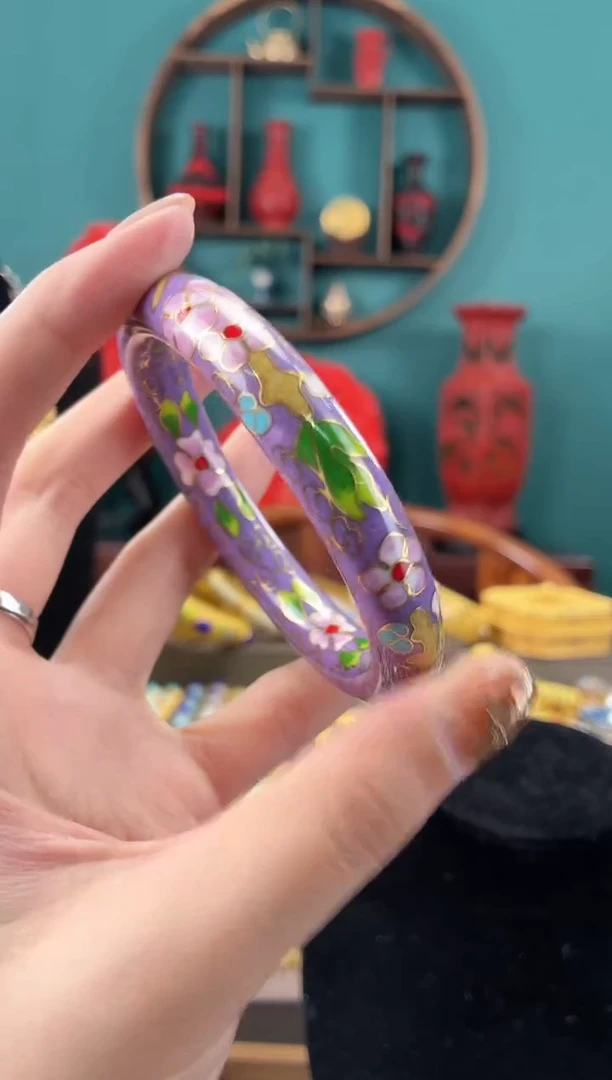 非遗手工景泰蓝镯子紫色55-60