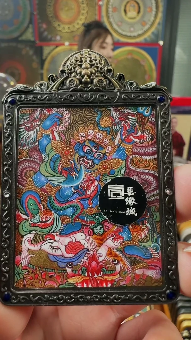 吊坠壹善缘城手绘唐卡大黑天
