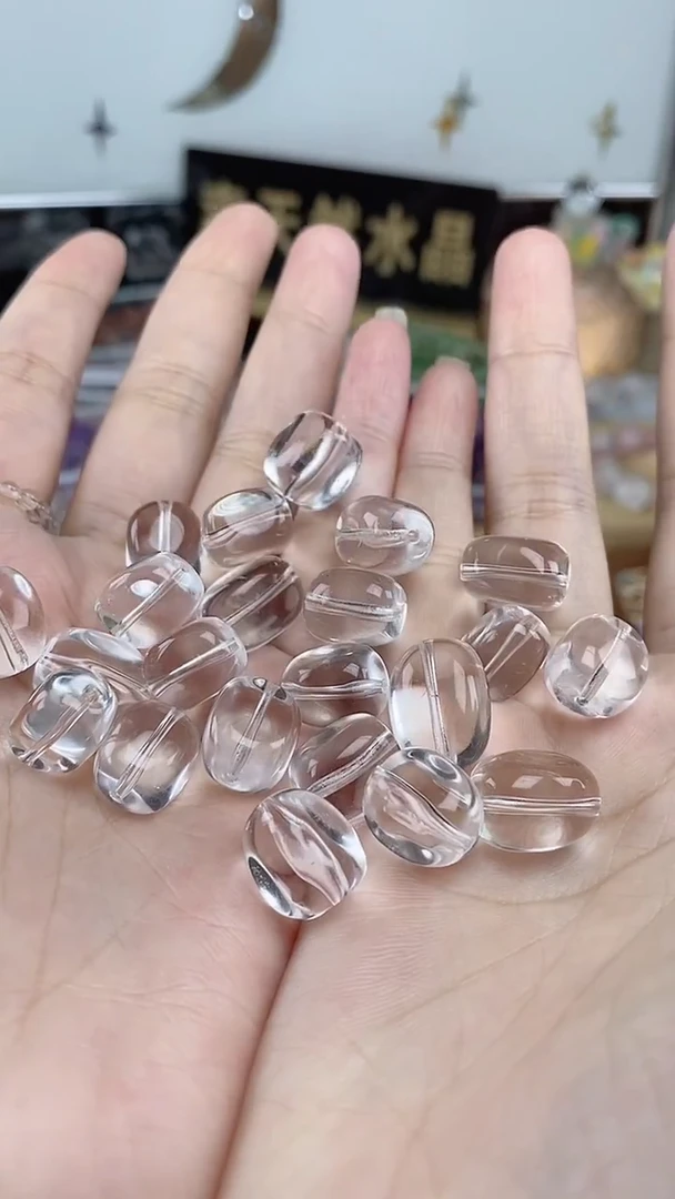 未镶嵌珠宝半成品水晶白水晶糖豆10mm一颗装