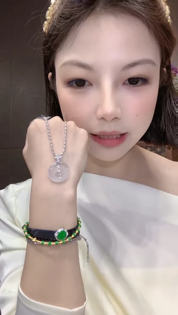 吊坠(不含链)18K金镶嵌翡翠b36