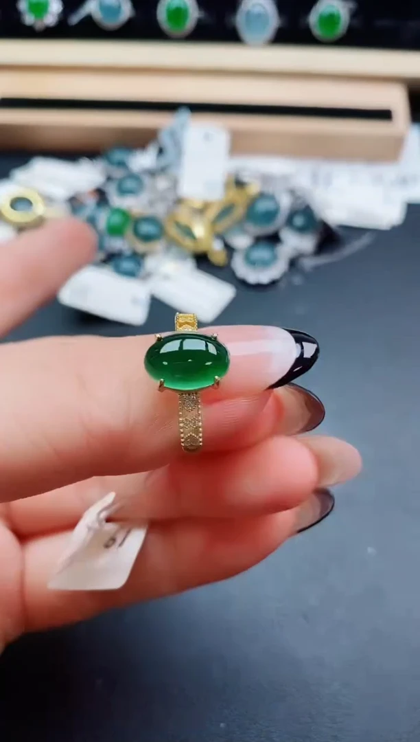 翡翠戒指银S925镶嵌0587050