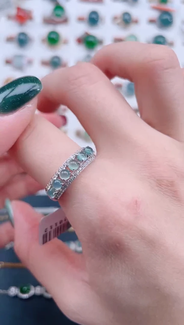 银S925镶嵌戒指翡翠天然翡翠