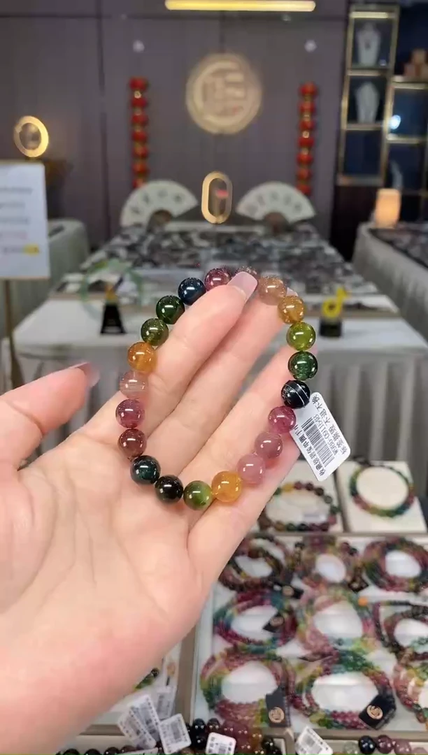 未镶嵌老矿碧玺彩虹单圈手串9mm+碧玺多样性发一条hon