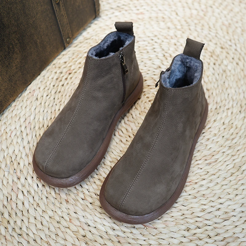 新款男士头层牛皮切尔西马丁靴加绒冬季棉鞋时尚百搭保暖鞋7288A