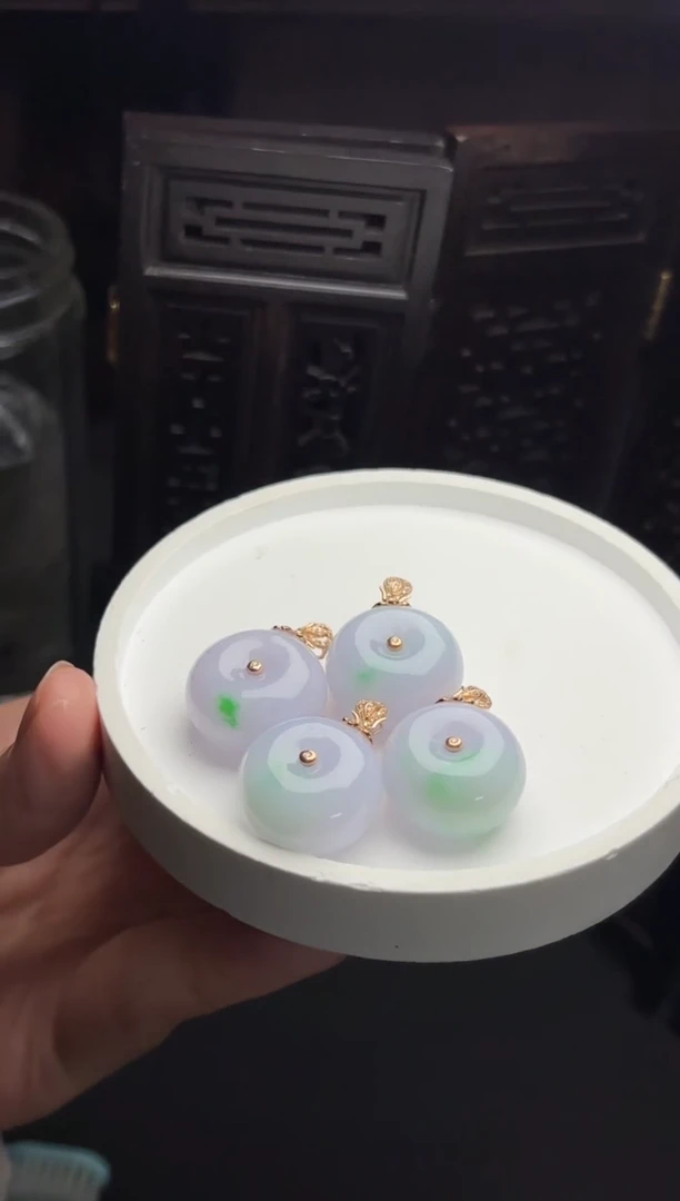 颈饰18K金镶嵌翡翠YM1267-4平安扣多样性发一件