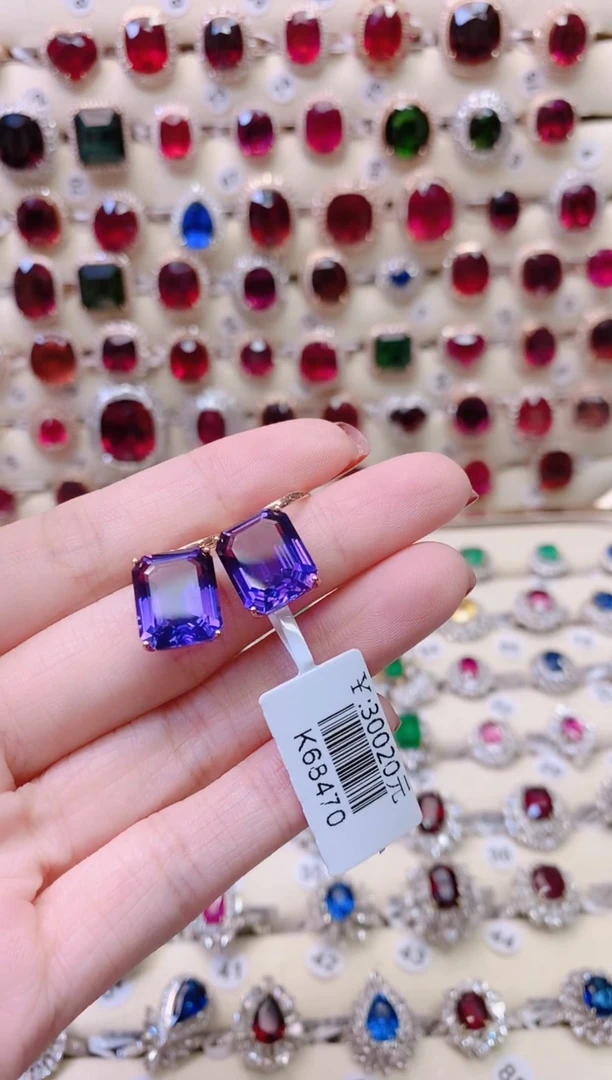 18K金镶嵌耳坠紫晶慕*1