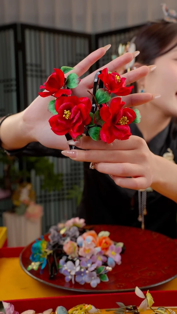 刺绣非遗苏绣绒花